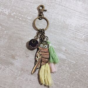 Sakroots Multicolor Owl Keychain with Tassels